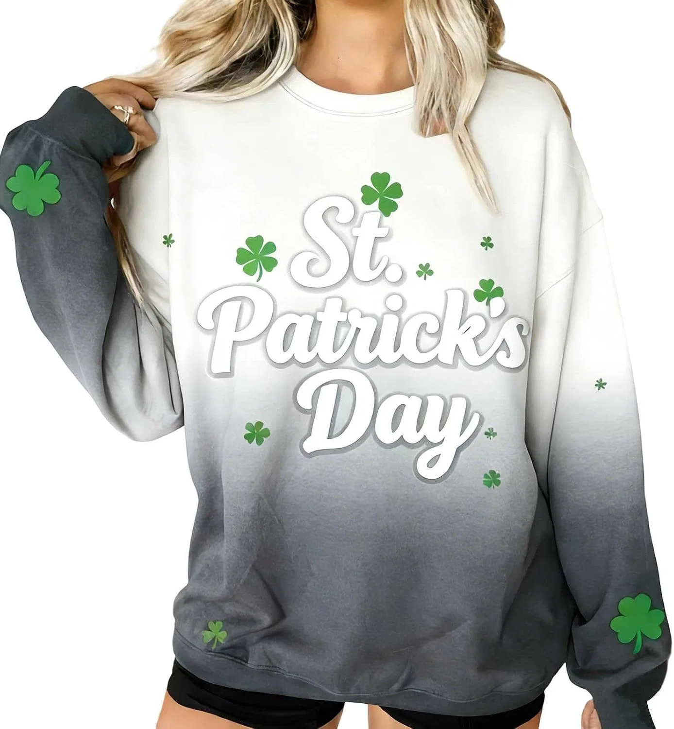 Женский свитшот с принтом St Patrick's Day, A02-Dark Gray
