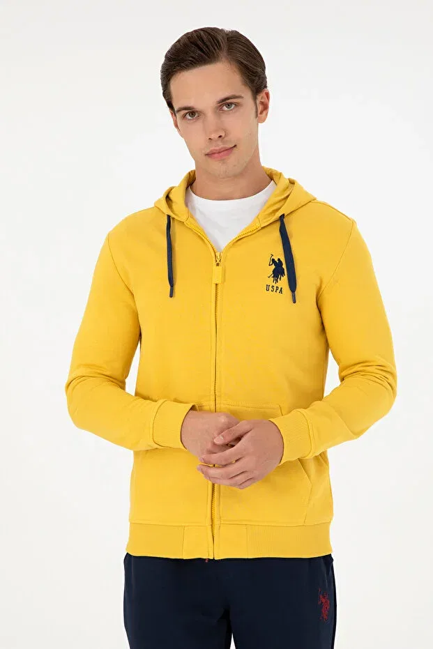 Мужской вязаный кардиган на молнии Basics U.S. Polo Assn., Dark Yellow — фото 3