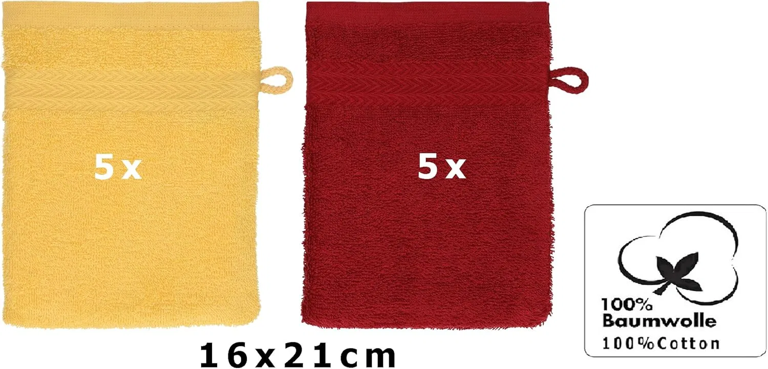Мочалки для мытья, набор 10 шт, хлопок, 16 x 21 см, Betz, Honey Yellow & Ruby Red — фото 2