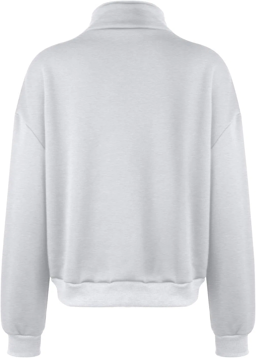 Женский свитшот с полузастежкой-молнией, с длинным рукавом, модель Quarter Zip, светло-серый — фото 3