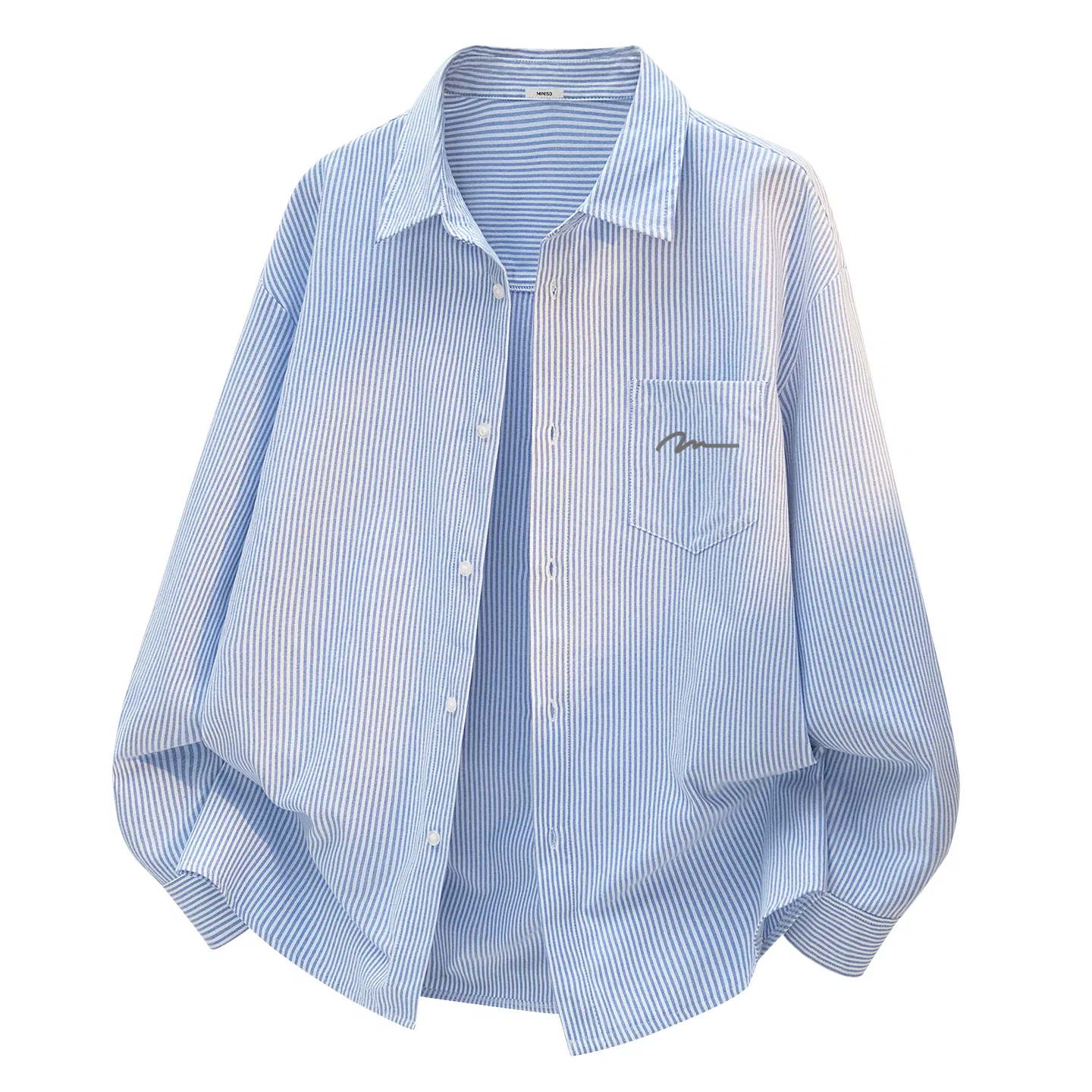 Детская рубашка с отложным воротником Heavyweight Oxford Blue White Stripes MINISO, Heavyweight Oxford Blue White Stripes