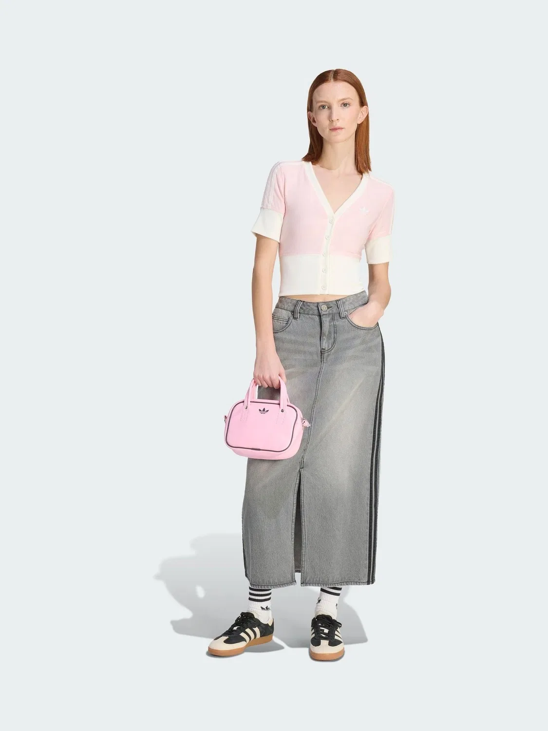 Футболка с V-образным вырезом и пуговицами, Slim Fit, adidas Originals, розовый