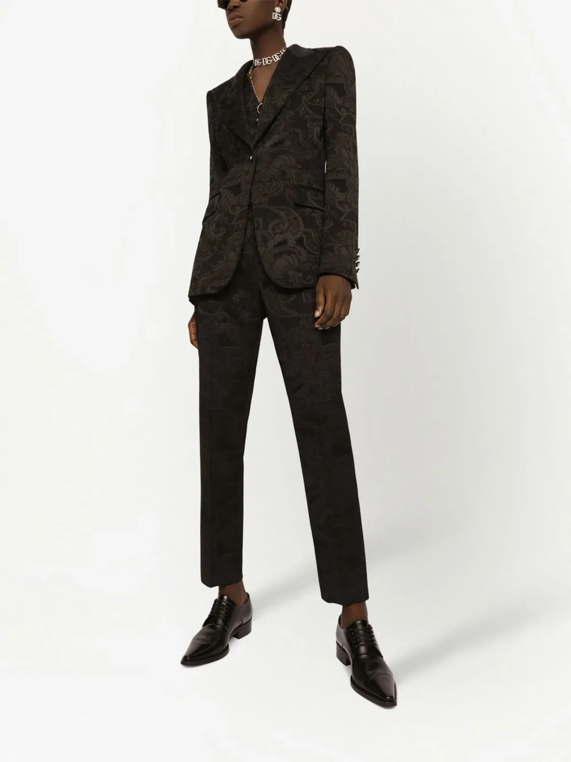 Dolce & Gabbana Флоральные жаккардовые брюки с tapered-ногами — фото 2