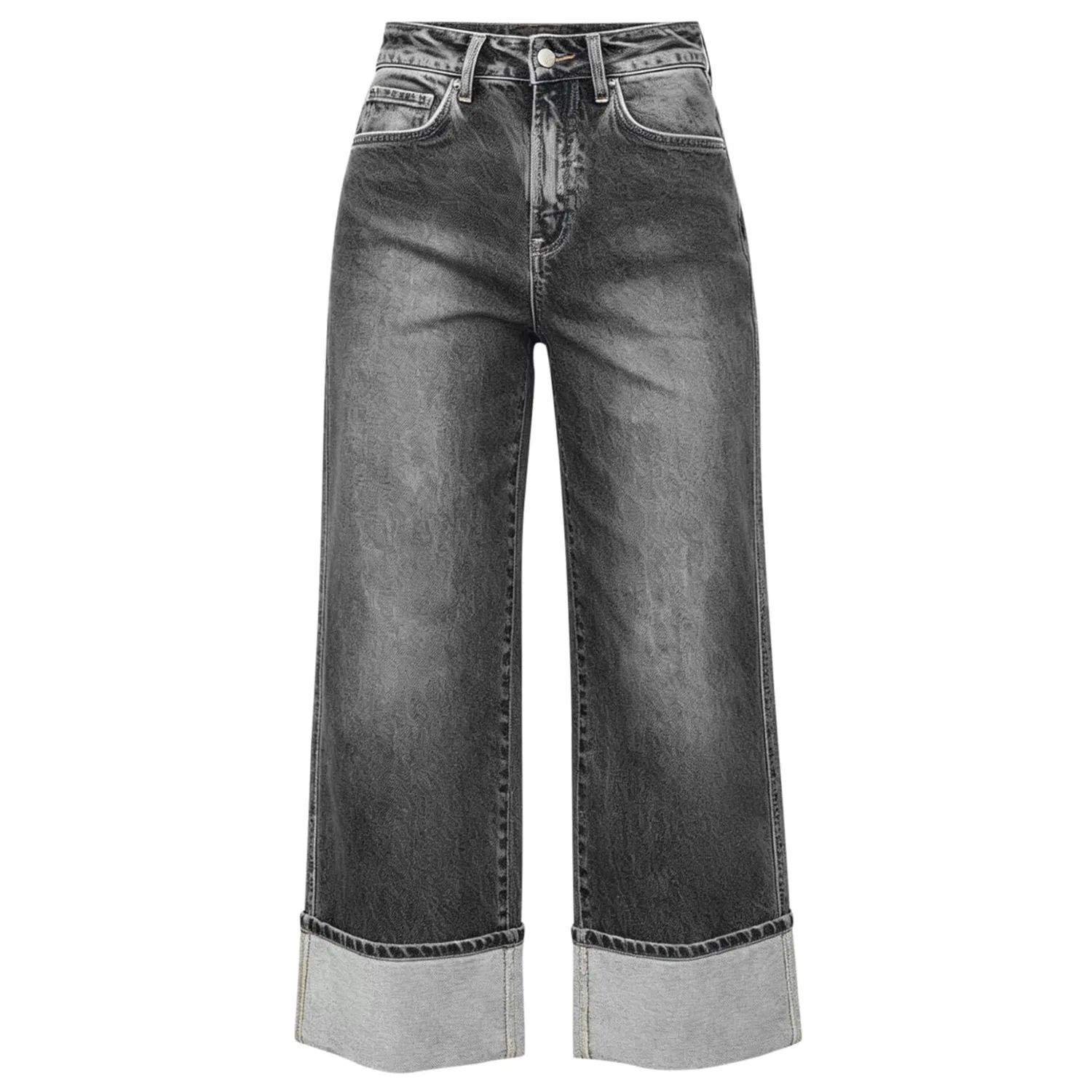 Женские джинсы с высокой посадкой и подвернутым низом Y2k Baggy Boyfriend, 01#grey — фото 2
