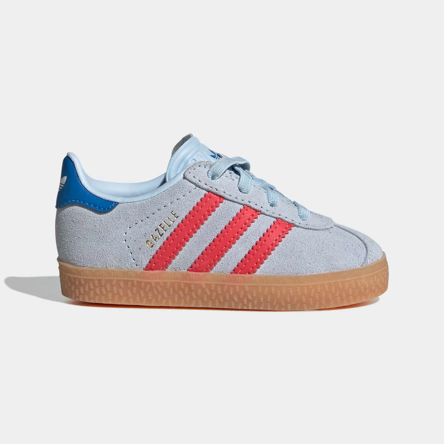 Детские кроссовки Gazelle с эластичными шнурками Adidas Originals, Crystal Sky/Semi Lucid Red/Bluebird — фото 2