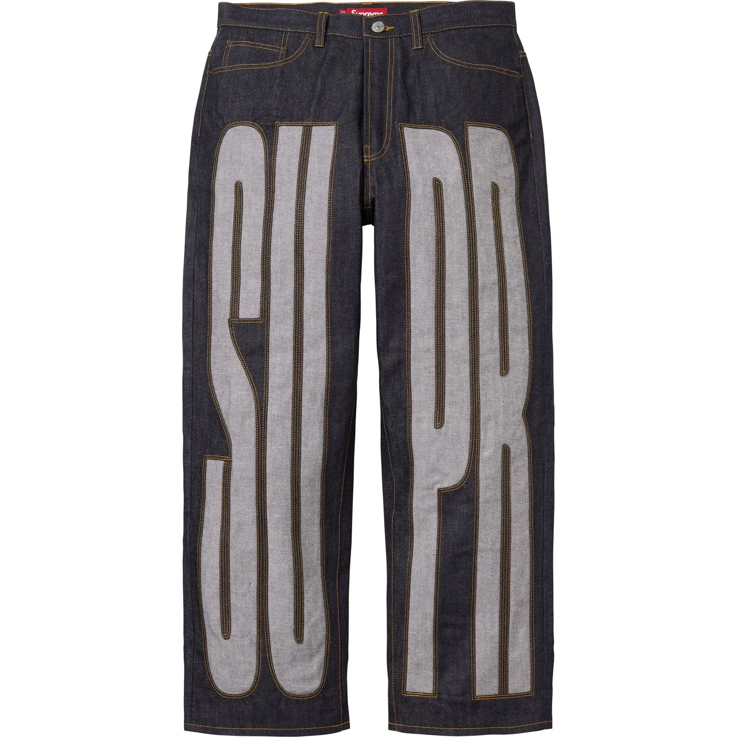 Джинсы свободного кроя с надписью Inset Spellout Baggy Jean Supreme — фото 3