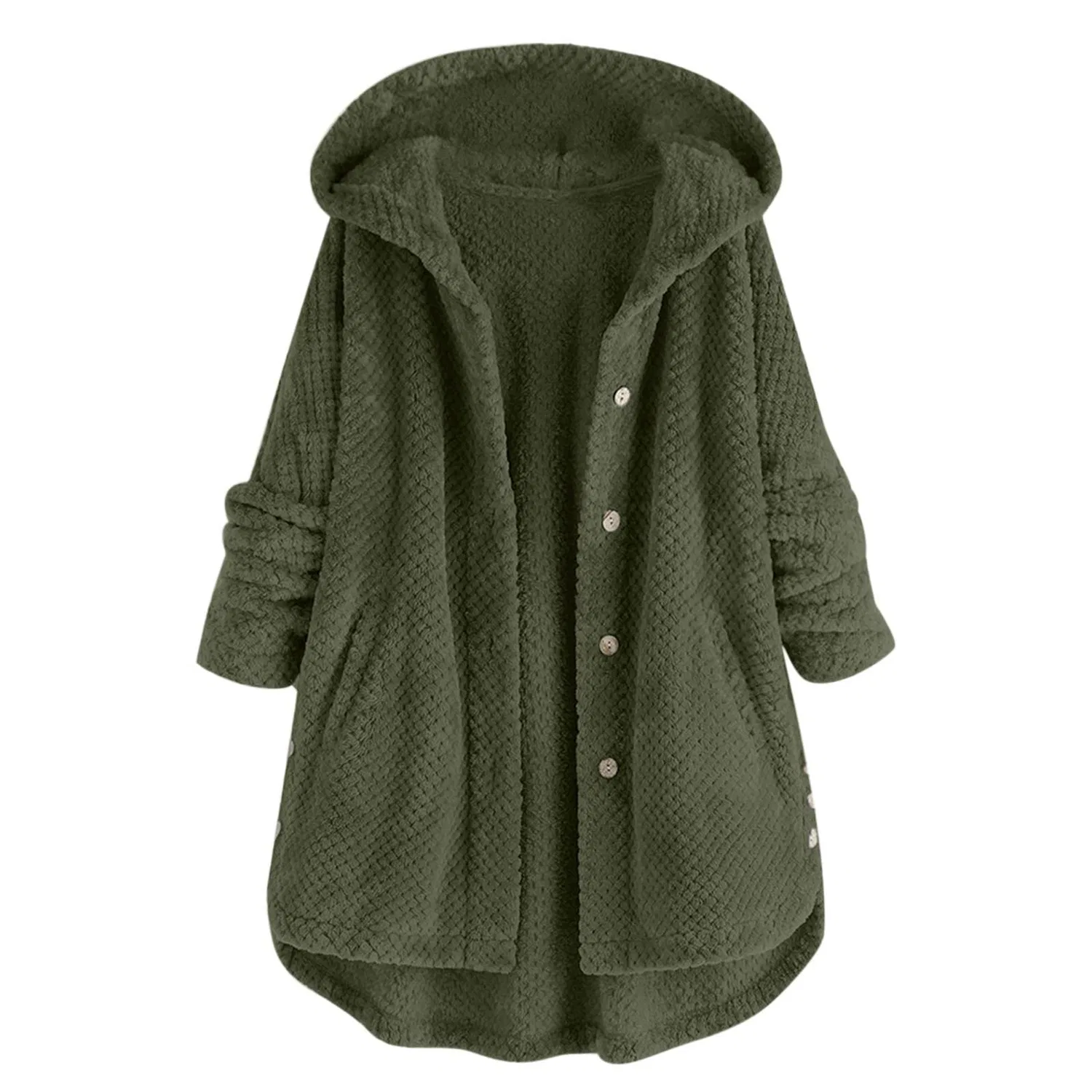 Женское зимнее пальто с капюшоном и флисовой подкладкой, army green
