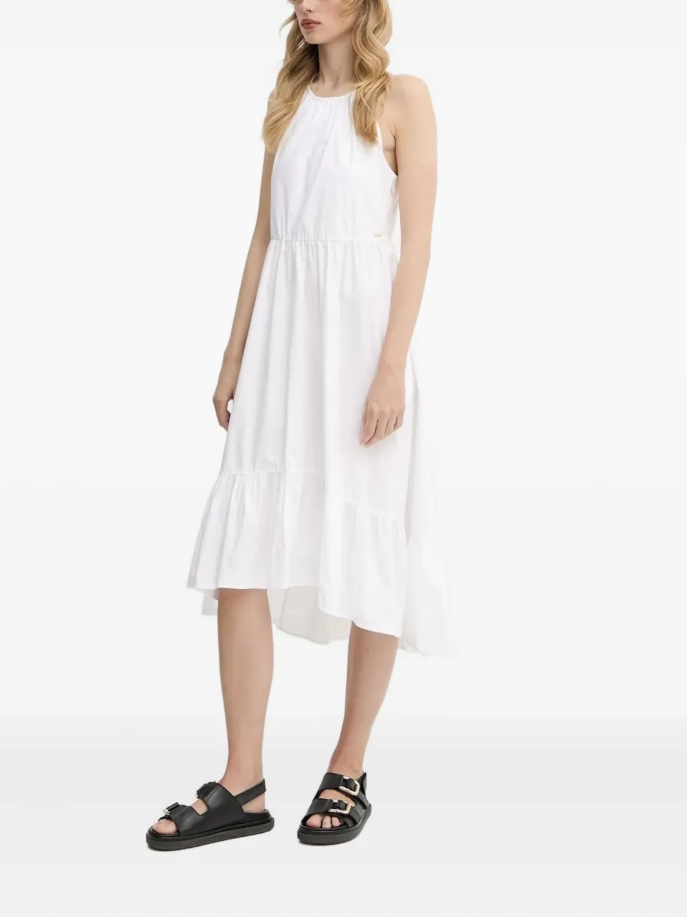 

Ярусное платье мини с вырезом халтер Armani Exchange, белый