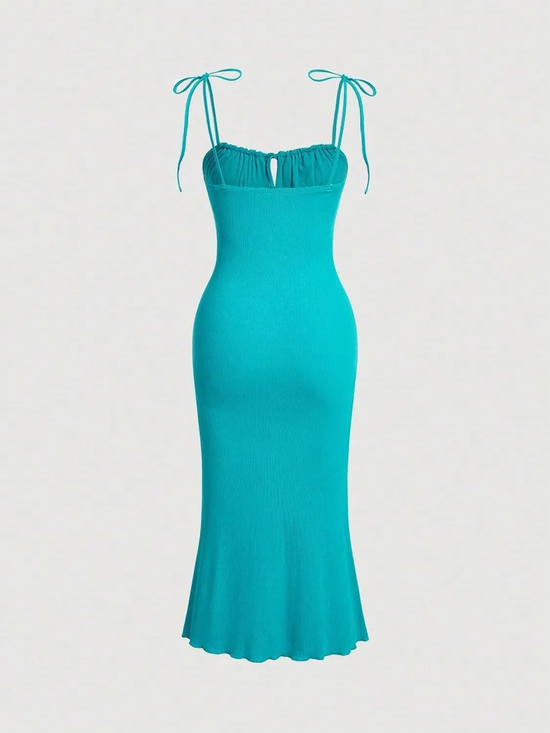 Женское повседневное платье-миди с узлом спереди, Mint Blue — фото 3