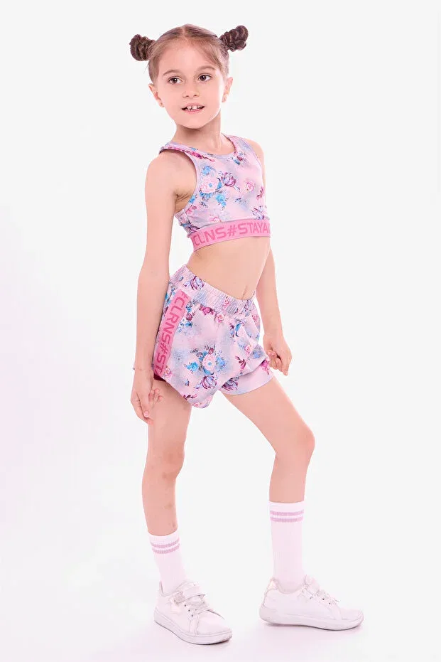 Детские леггинсы для девочек с принтом Skybloom Shorts Leggings Colorinas, Lilac Color — фото 2