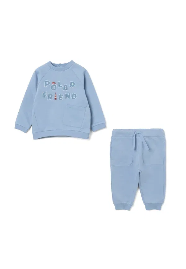 Комплект из кофты и брюк 100% хлопок Outfit with inscription set Ovs, soft blue, голубой