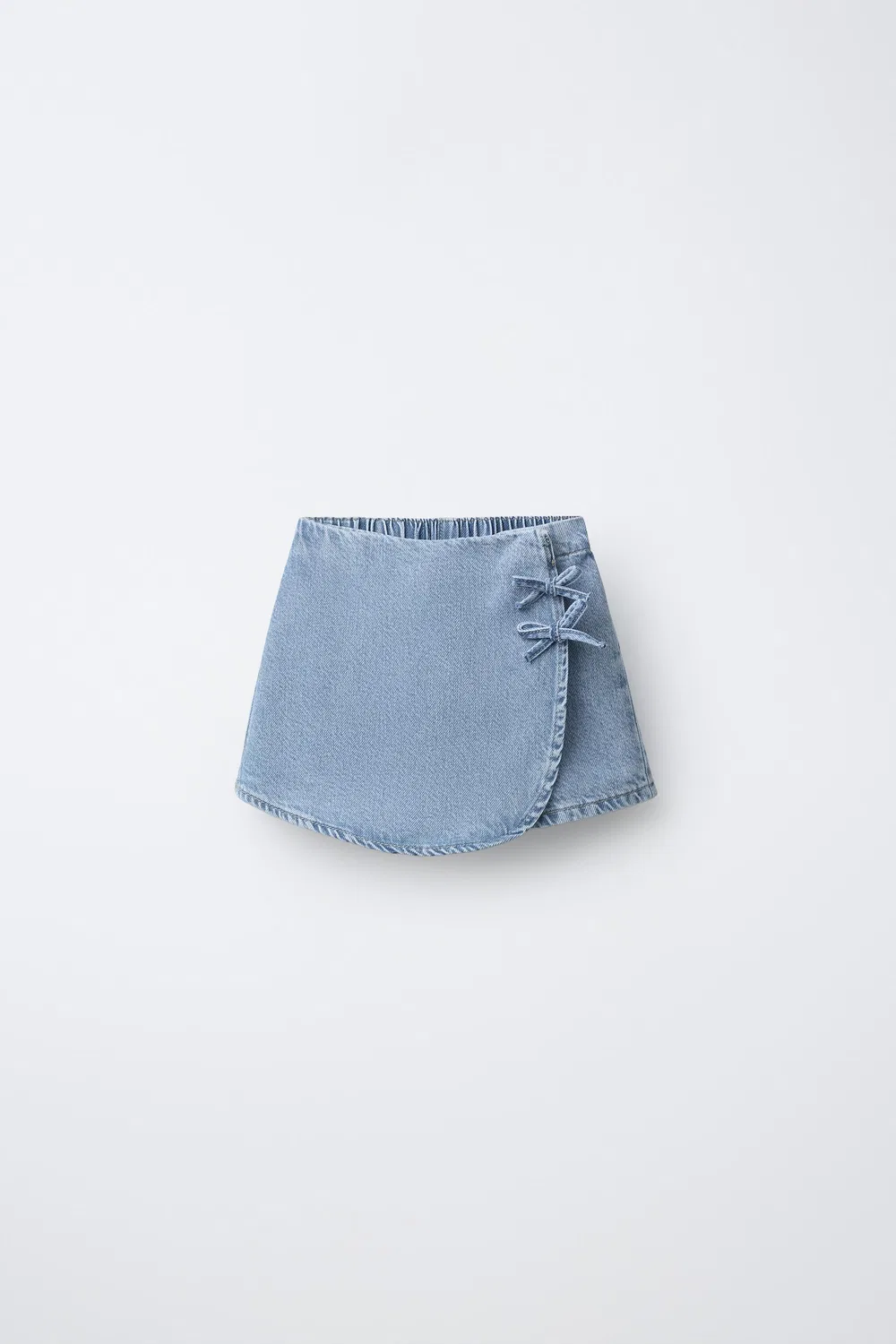 Джинсовая юбка-бермуды с бантами ZARA, Mid-Blue