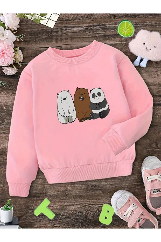 Детские свитшот для девочек с принтом We Are Bears Let'S Wear, Pink