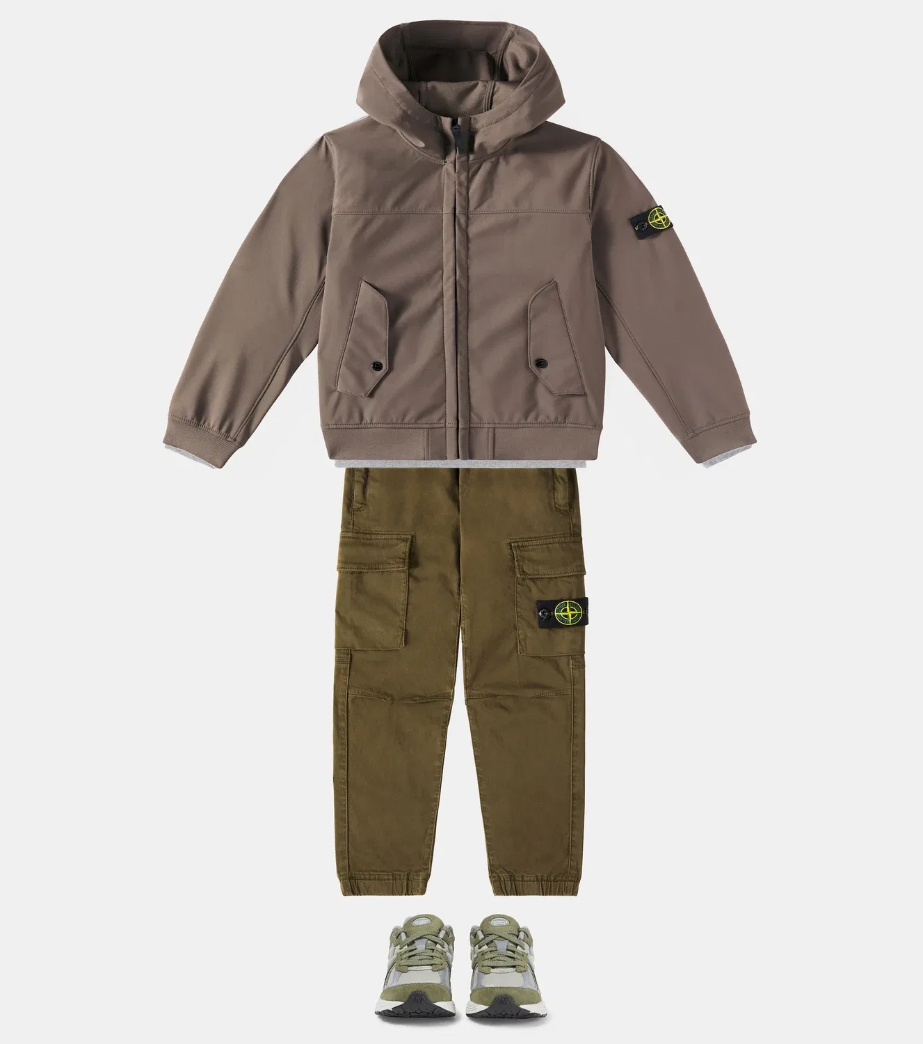 Брюки хлопковые с карманами-карго Stone Island Junior, зеленый — фото 2