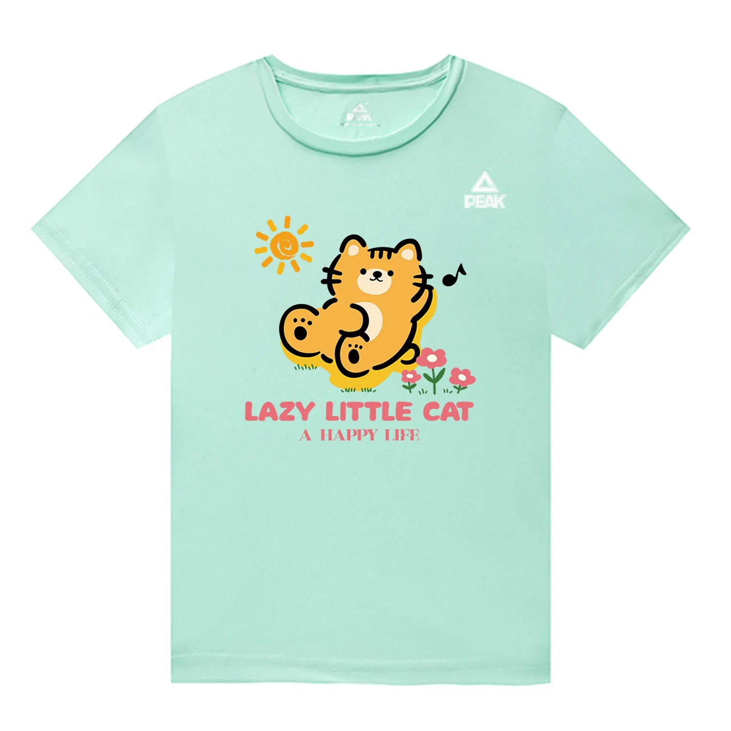 Футболка для детей, повседневная, Crew Neck, PEAK, Apple Green