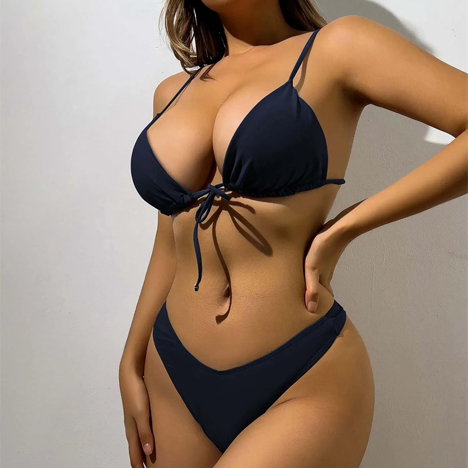 Женский купальный костюм бикини с высокой талией, Black — фото 2