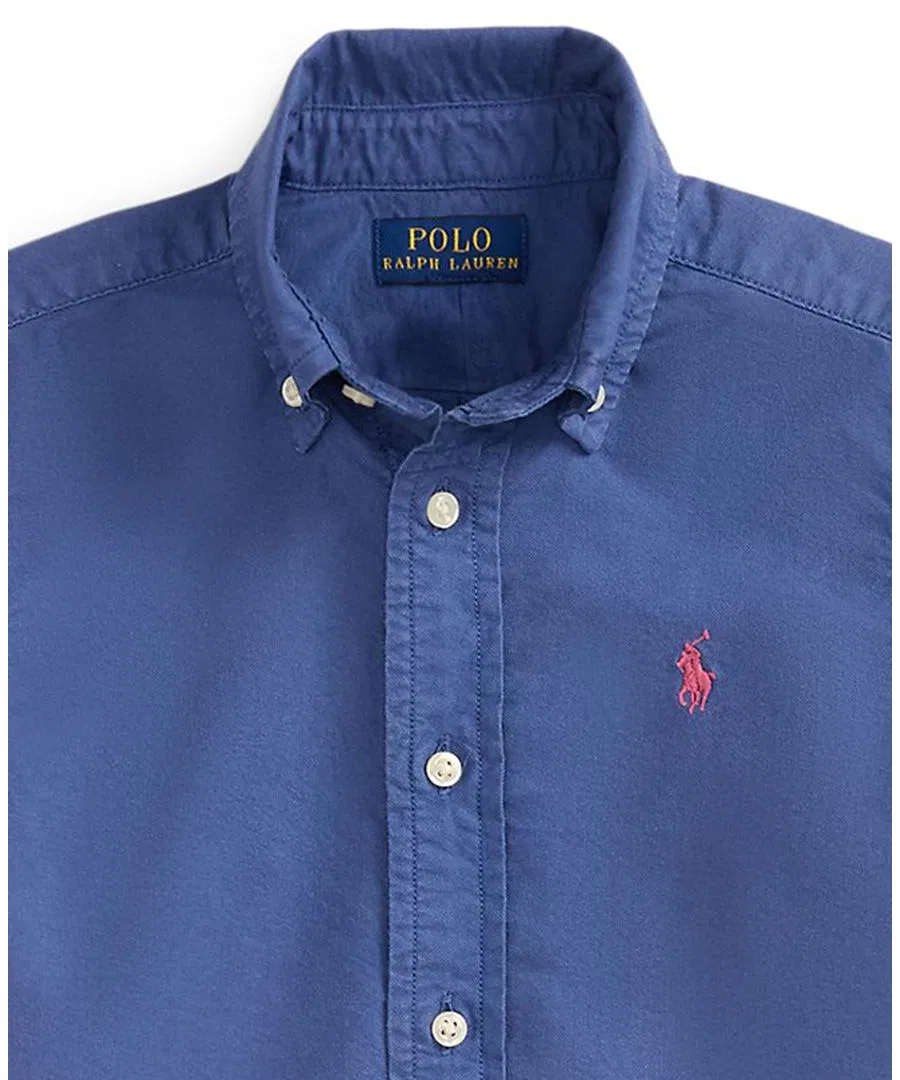 Детская рубашка-оксфорд с коротким рукавом Polo Ralph Lauren, Old Royal — фото 3