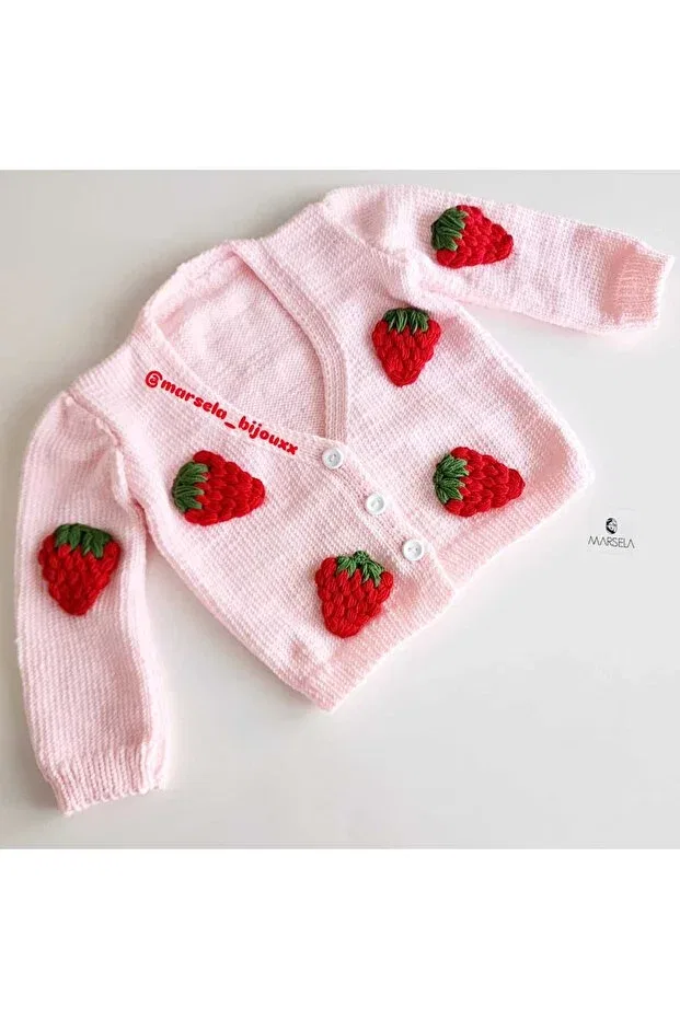 Детский вязаный кардиган с длинным рукавом Marsela Örgü, Pink
