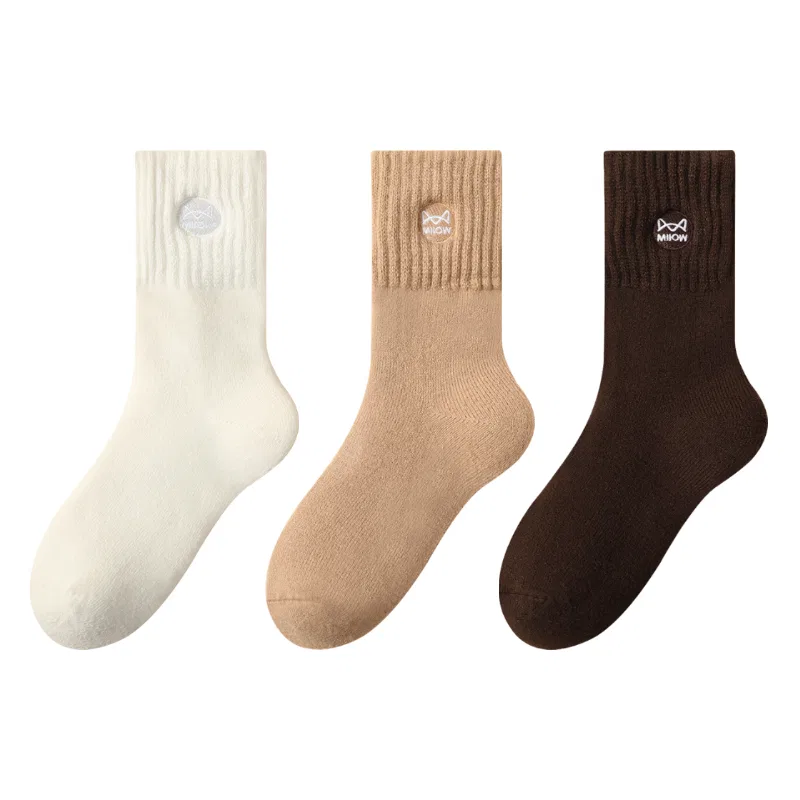 Детские носки-гольфы с длинным голенищем, комплект из 3 пар, Ecru Khaki Blue, MIIOW