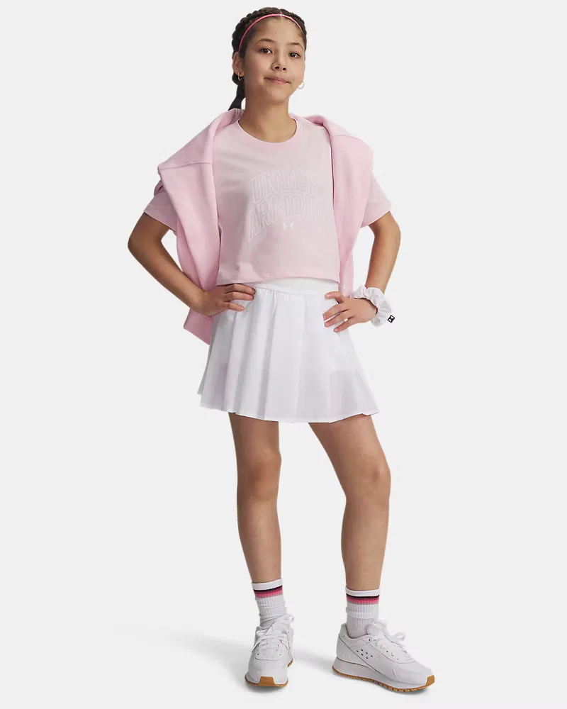Юбка-шорты плиссированные 33 см со встроенными шортами UA Motion Pleated UnderArmour, White/Halo Gray — фото 3