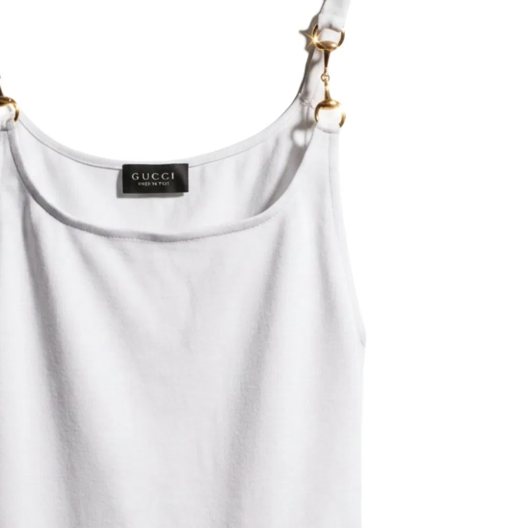 Женская майка-камисоле белая свободного кроя GUCCI, White — фото 3
