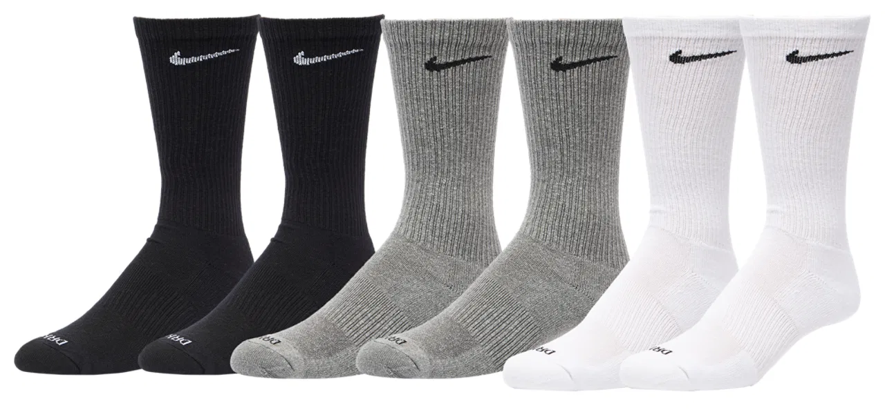 Мужские носки с амортизацией набор из 6 пар Everyday Plus Cushioned Nike, White/Gray/Black