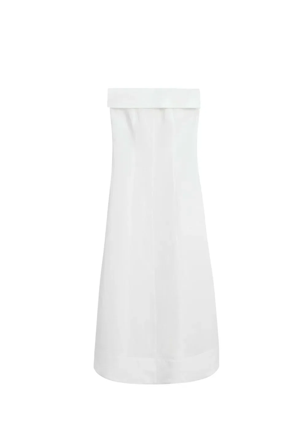 Льняное платье миди без бретелей - повседневное платье Massimo Dutti, White — фото 4
