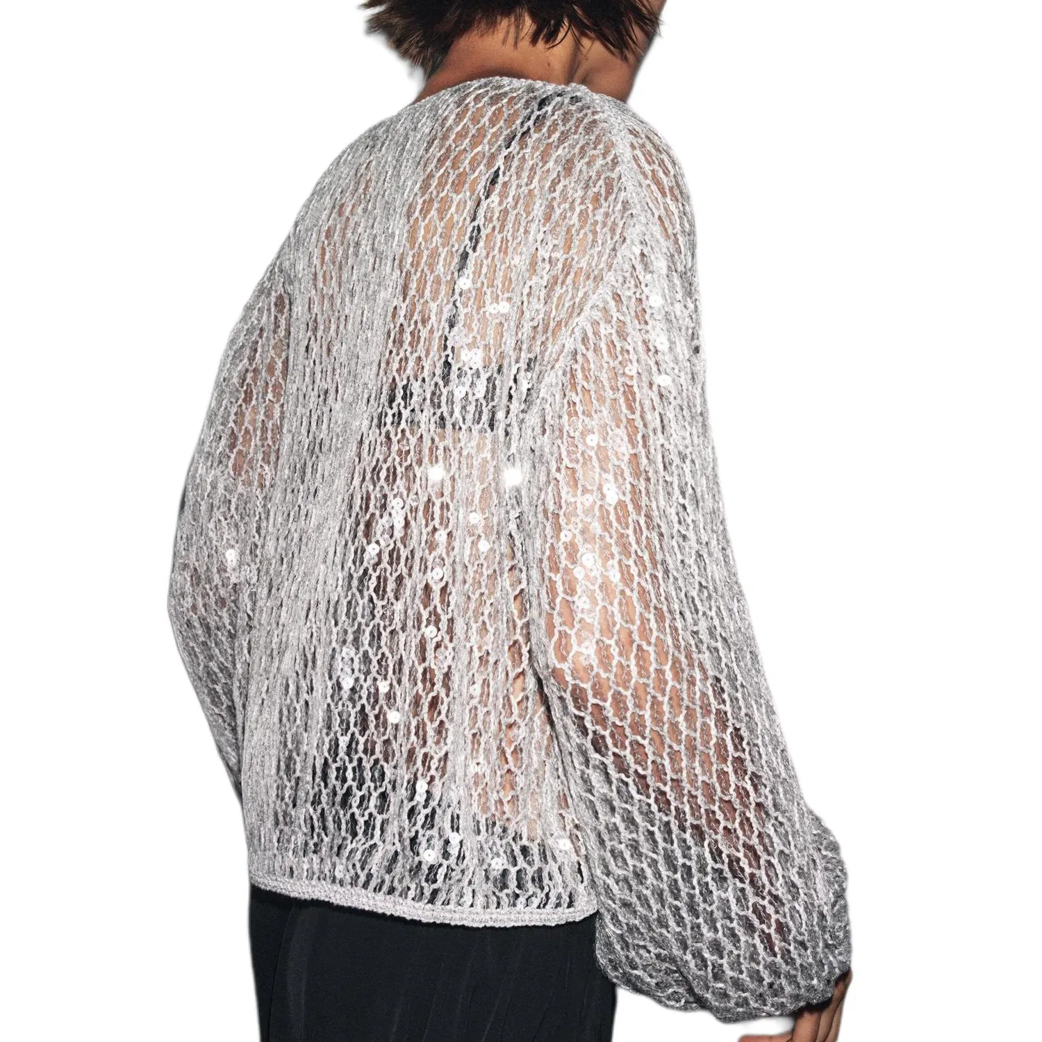 Женский свитер ZW Series Knitwear ZARA, Silver — фото 4