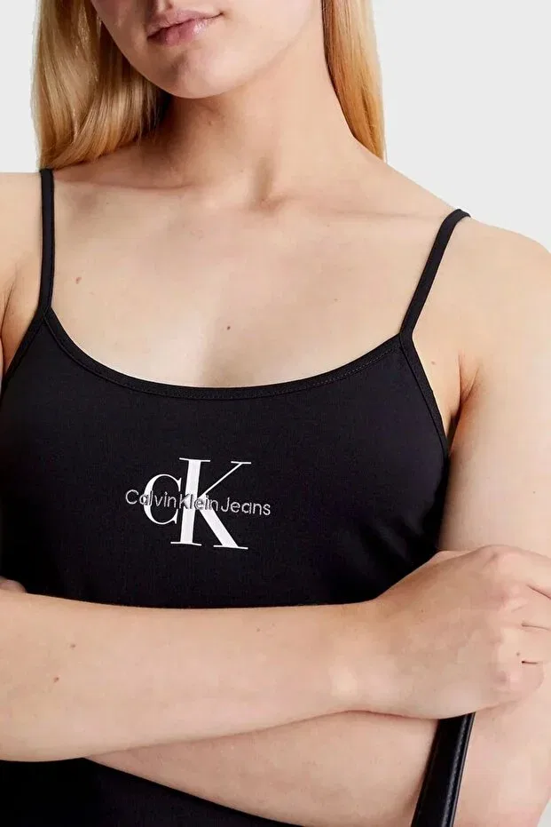 Женское платье с тонкими бретелями Ck Jeans Monologo Strappy Dress Calvin Klein, Black — фото 3
