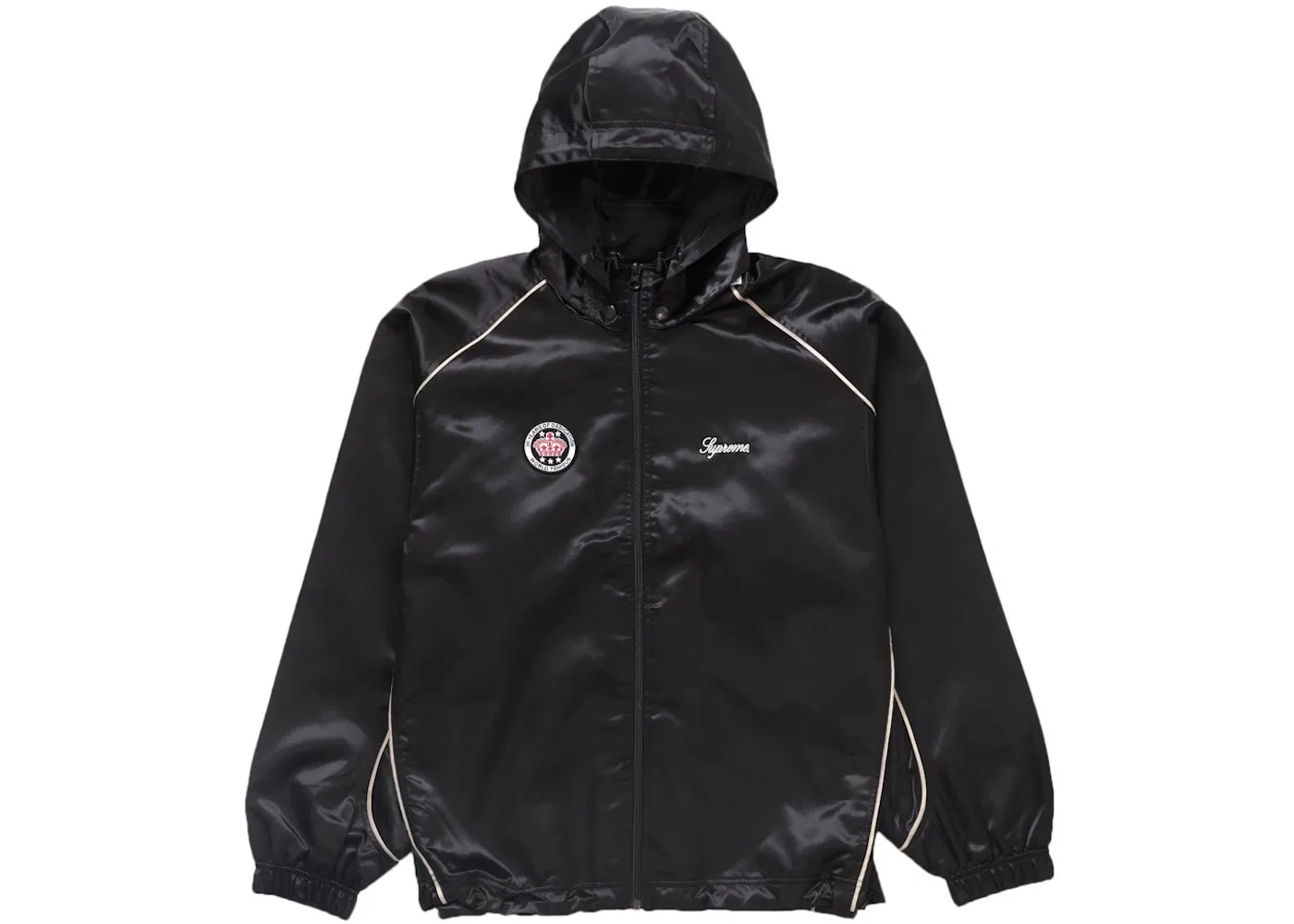 Мужская куртка из атласа с капюшоном Supreme, Black