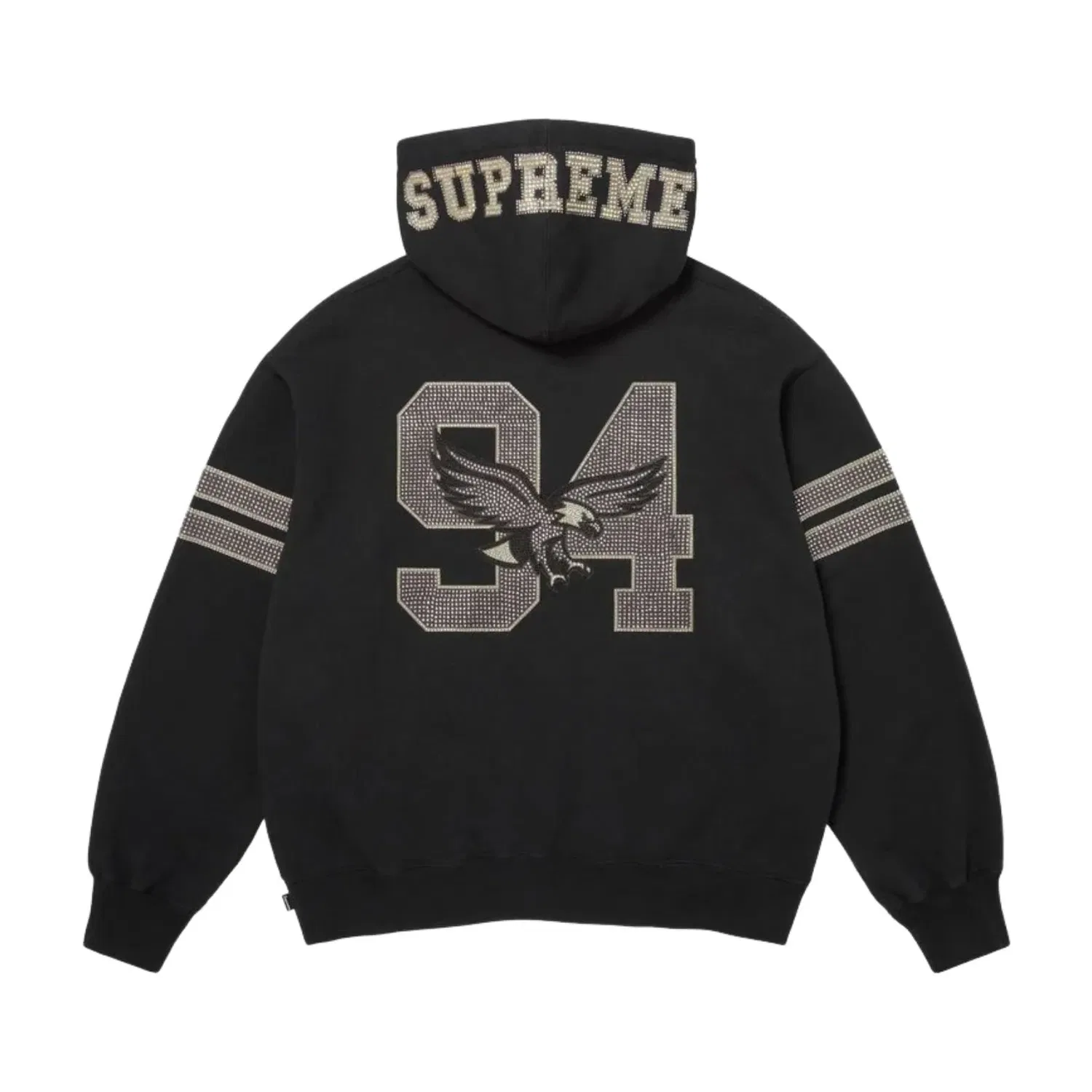 Мужское худи FW26 Rhinestone Eagle Hooded Sweatshirt 'Black' Supreme, черный — фото 3