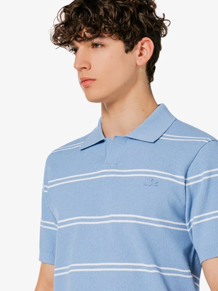 Футболка поло с открытым воротником и полосатой отделкой LACOSTE, Sky Blue — фото 2