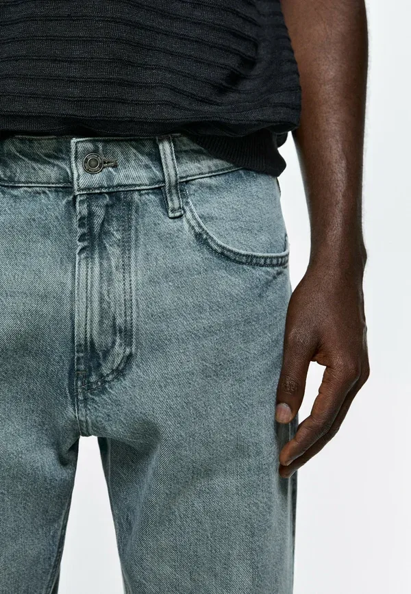 Джинсы деним Tapered fit jeans Massimo Dutti, dark blue, темно-синий — фото 4