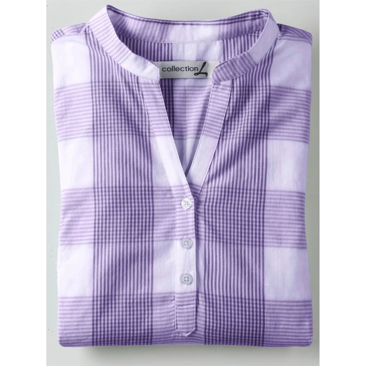 Женская блуза свободного кроя в клетку Casual Looks, Lavender-White Plaid — фото 4