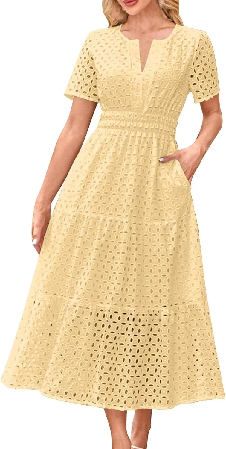 Женское летнее платье макси с вырезами Boho, Yellow