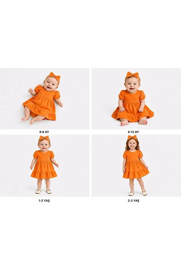 Детское платье для девочек с коротким рукавом Kıvırcıkyoga, Orange