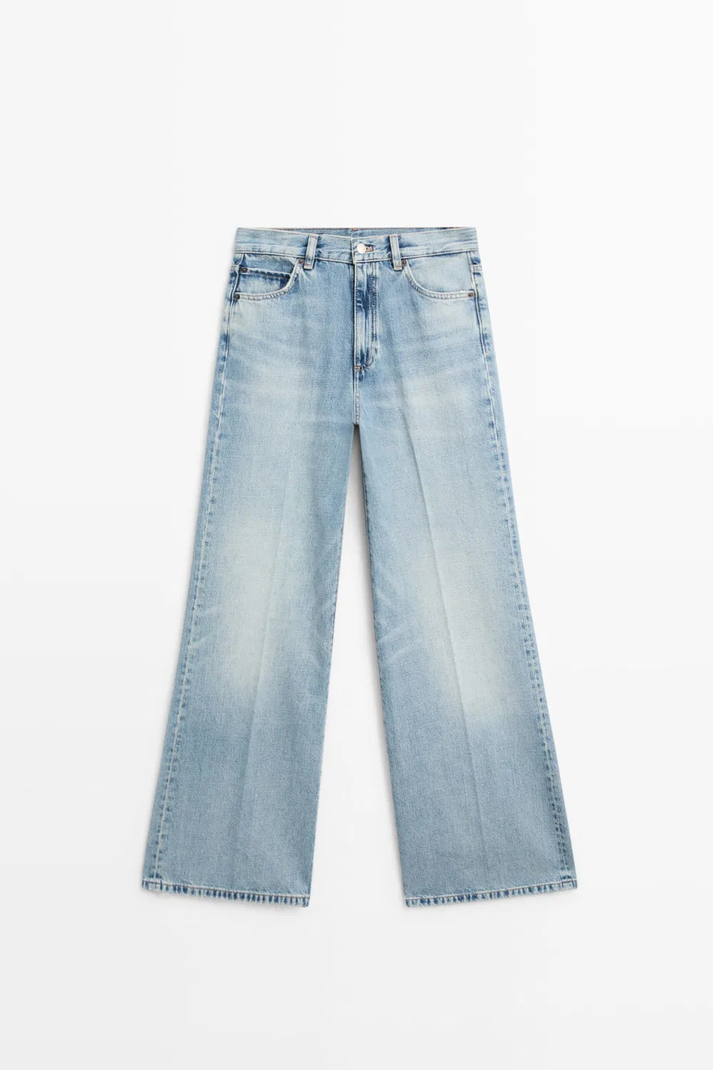 Джинсы-палаццо Massimo Dutti High-Waist, светло-голубой — фото 2