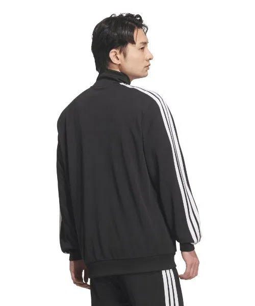 Мужской джерси-топ с принтом Три Полоски Adidas, Черный/Белый — фото 3