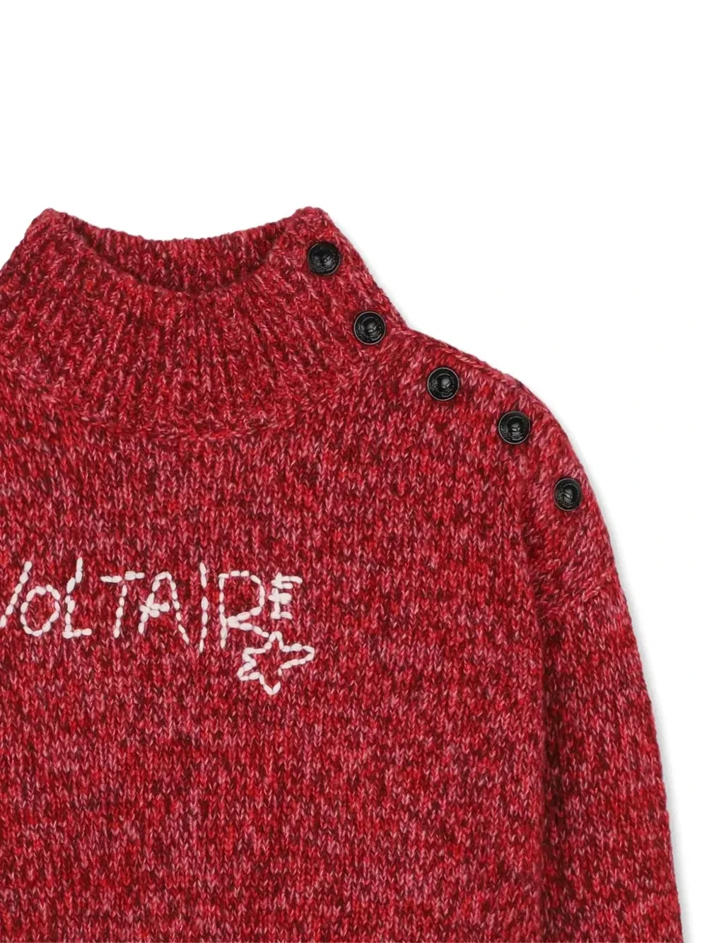 Свитер с пуговицами на плече и вышивкой Zadig & Voltaire Kids, красный — фото 3