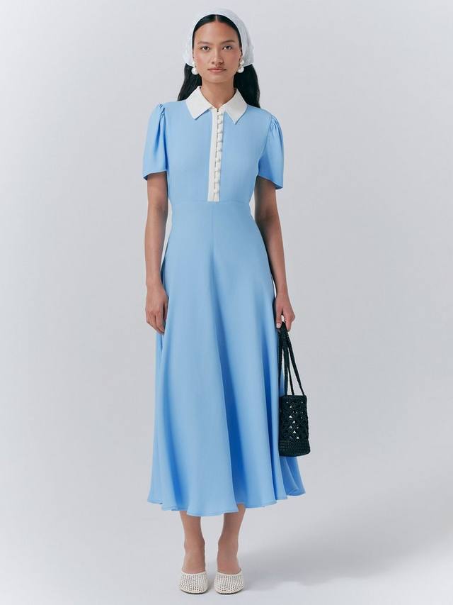 

Платье миди Bethan с контрастным воротником Ghost, Blue