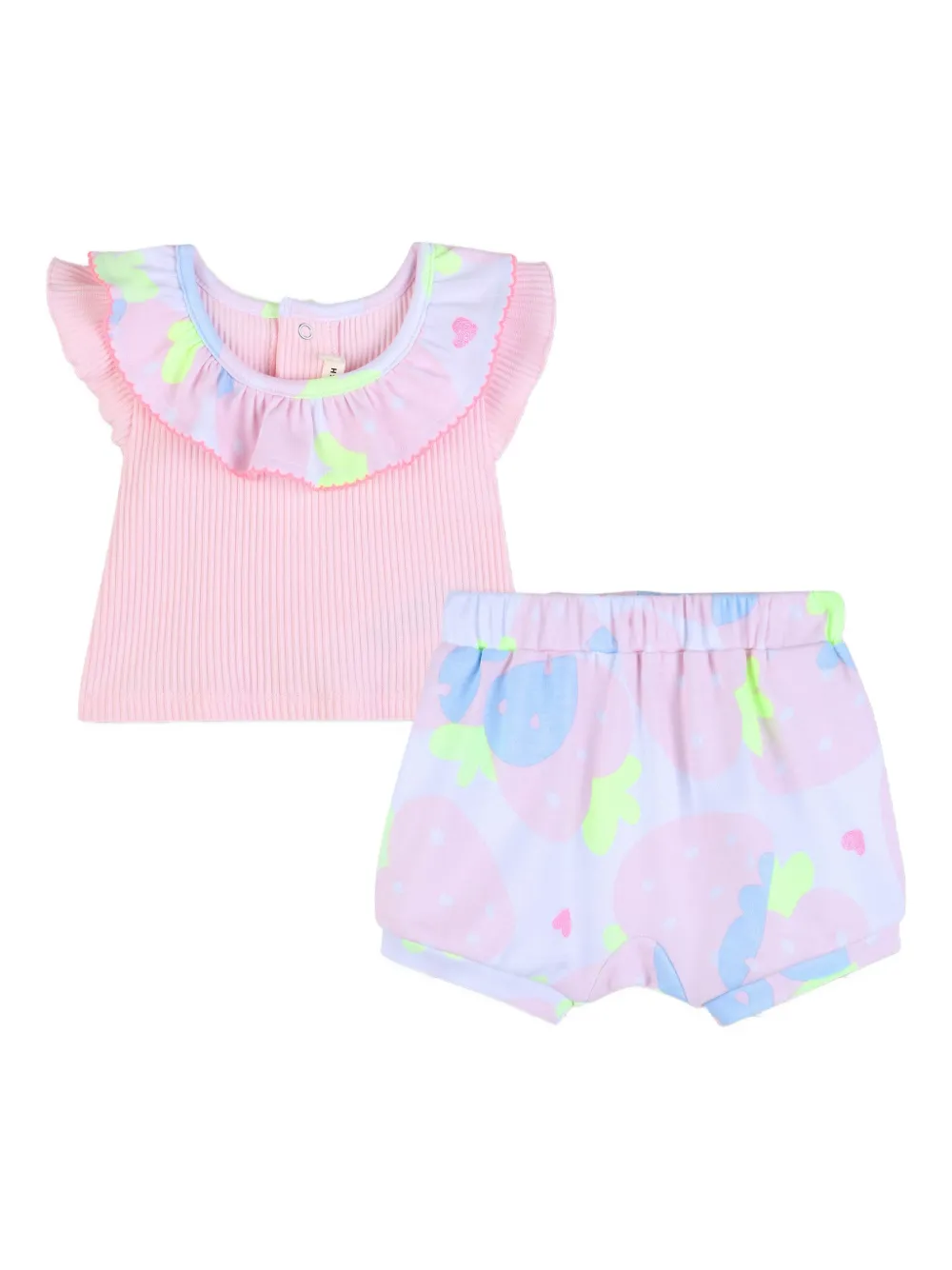 

Комплект с шортами и воланами с клубничным принтом Billieblush, розовый