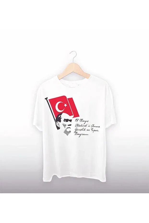 Детская футболка с принтом 19 May Commemoration of Atatürk, Youth and Sports Day Oversize Vexor, Белый