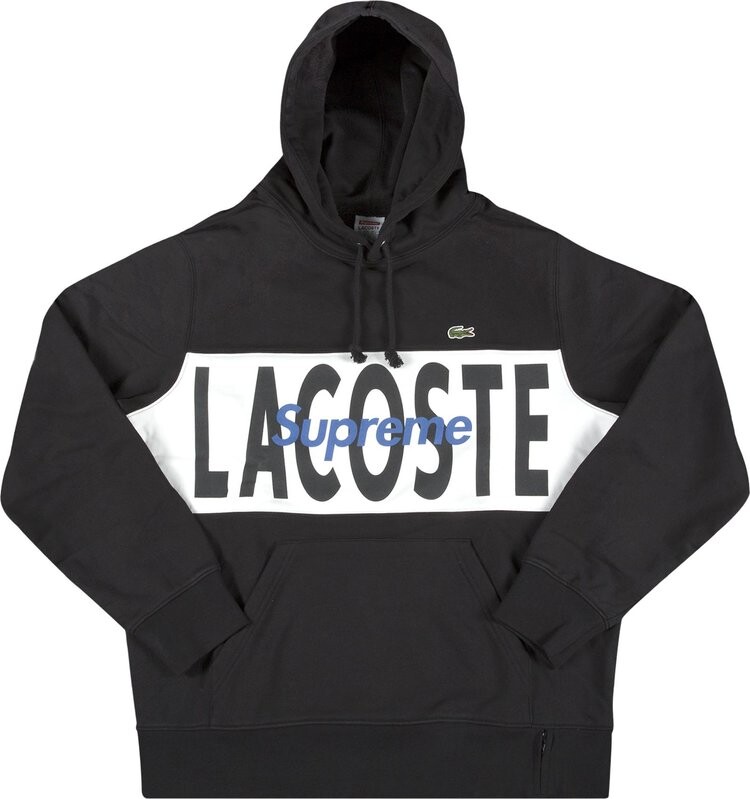 

Толстовка Supreme x Lacoste Logo Panel Hooded Sweatshirt 'Black', черный
