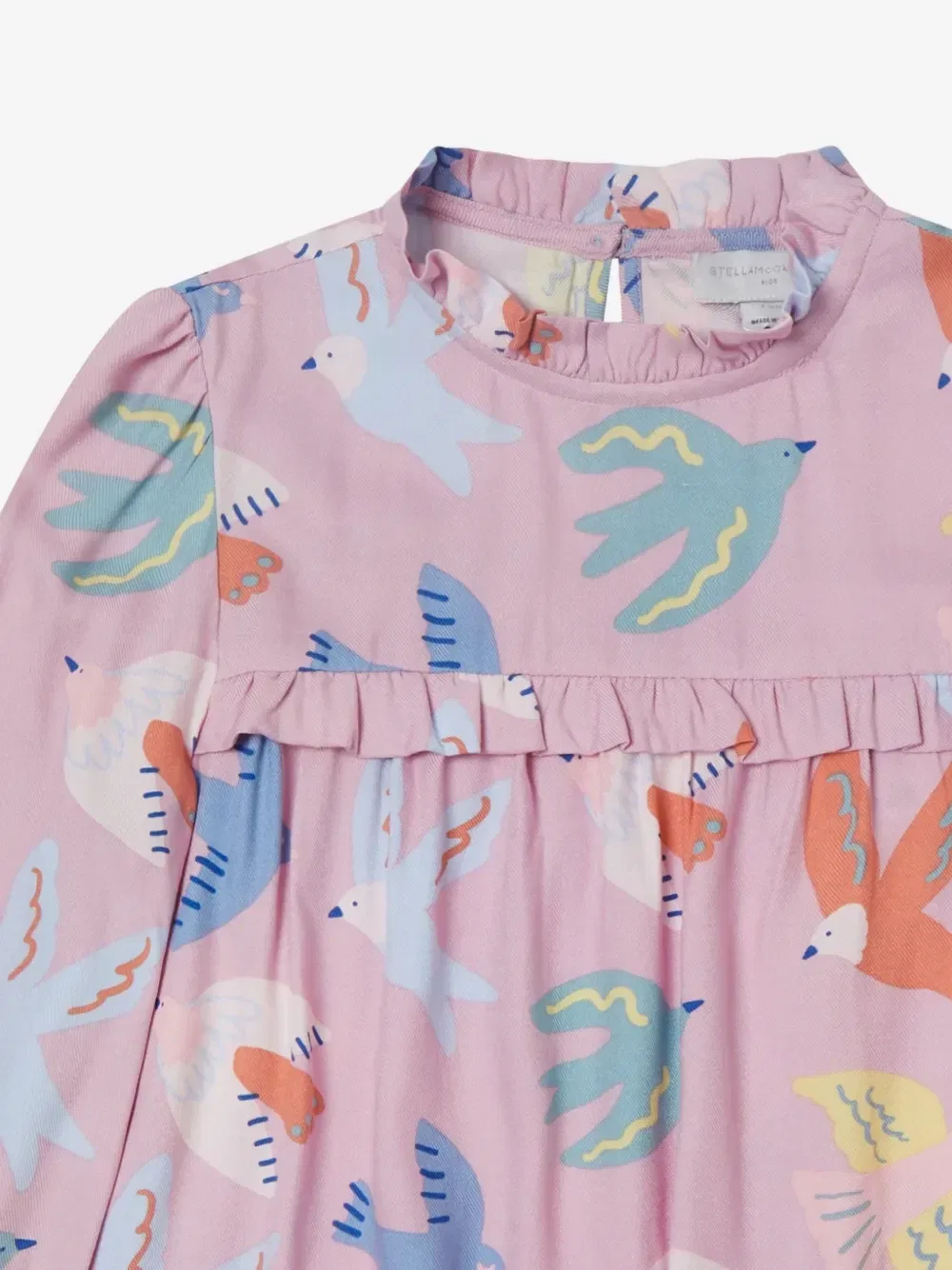 Блузка с рюшами и принтом в виде голубей Stella McCartney Kids, розовый — фото 3