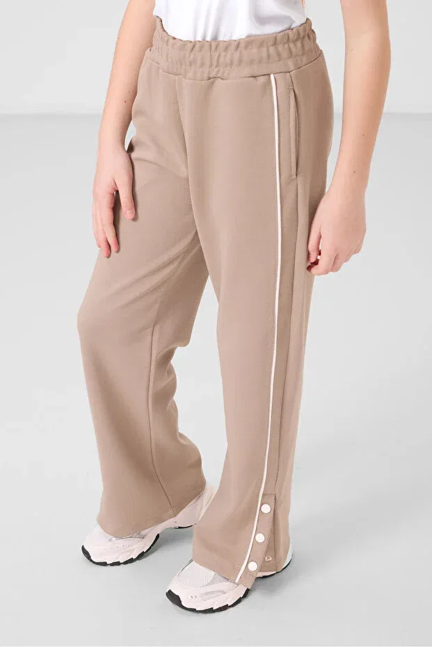 Детские брюки для девочек широкие палаццо Dark Beige Wide Leg Snap Detail Girls Palazzo Pants Tommy Life, Dark Beige