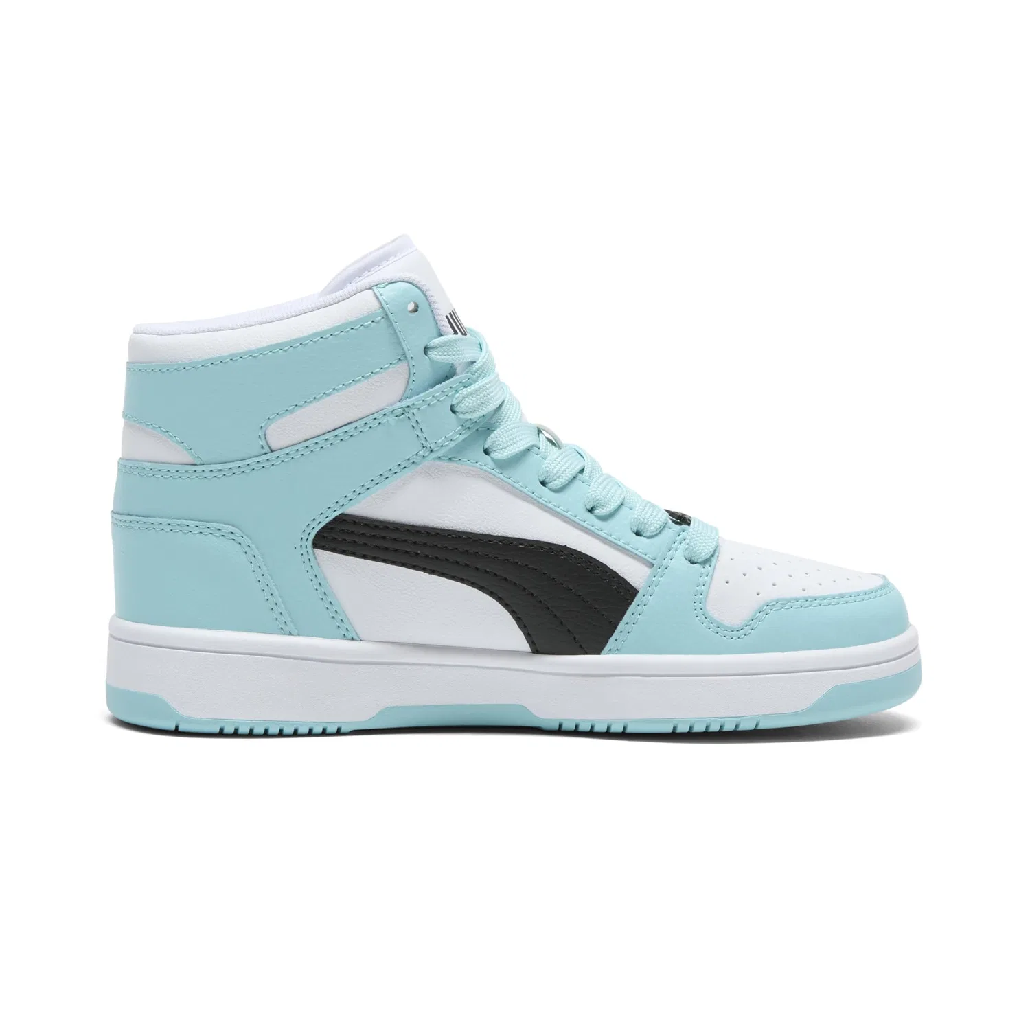 Детские кроссовки для мальчиков с высокой подошвой Rebound Layup Mid PUMA PUMA White PUMA Black Safe Lake — фото 4