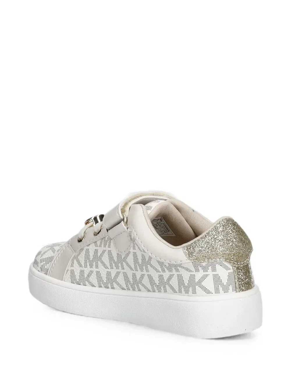 Кроссовки с монограммным принтом и блестящими деталями Michael Kors Kids, белый — фото 3