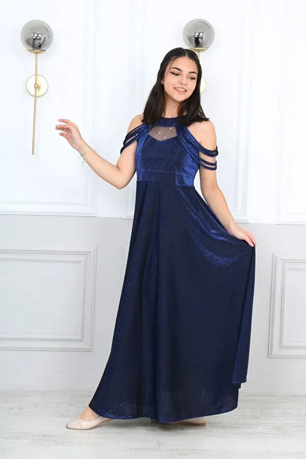 Детское вечернее платье для девочек без рукавов Jannock, Navy Blue — фото 2