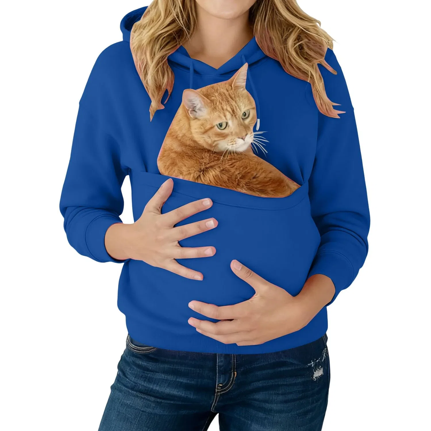 Женский худи с кенгуру-карманом Cat Hoodie, z21 blue — фото 2