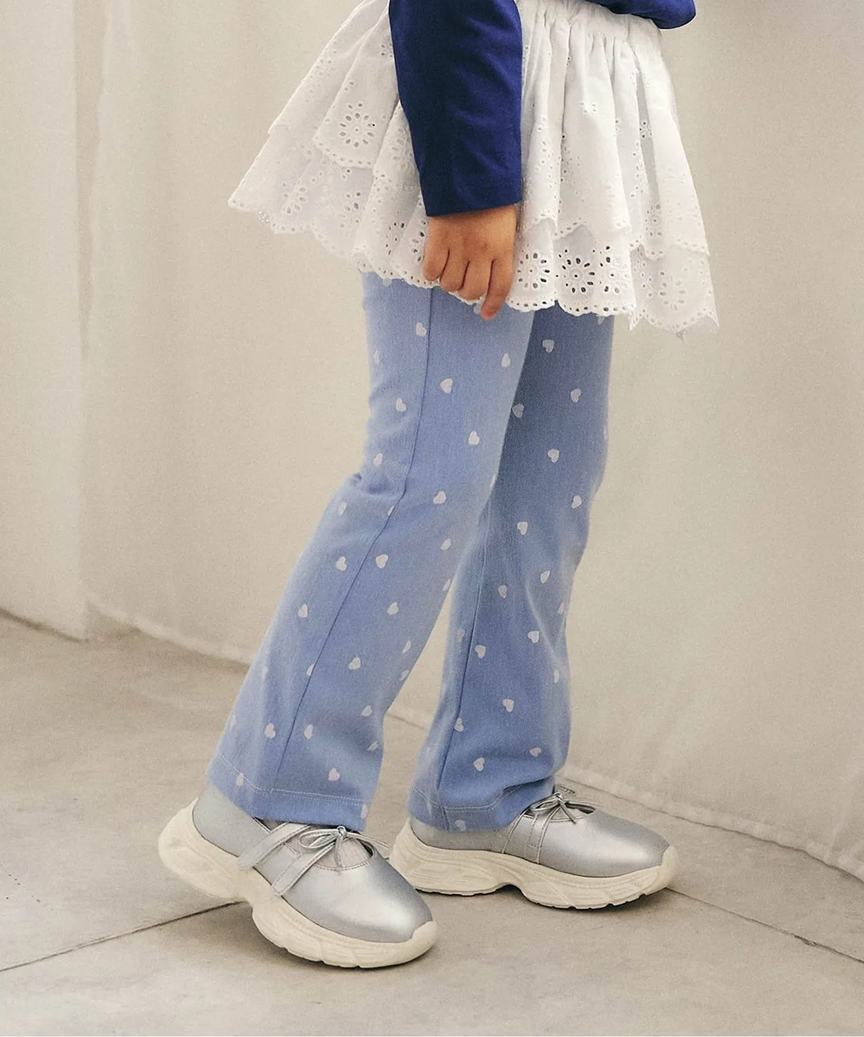 Детские брюки-клеш с принтом Look at Me! Pants apres les cours, Sax Blue
